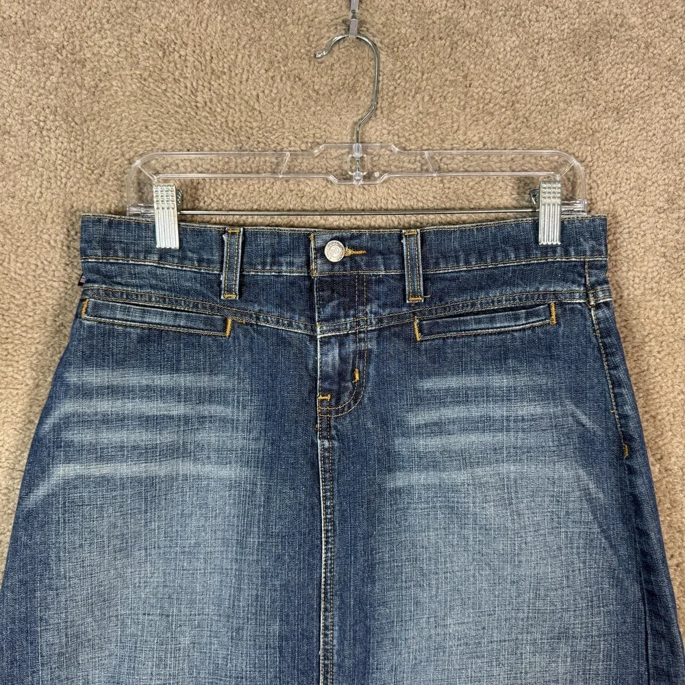 Ralph Lauren Polo Jeans Skirt Womens 4 Blue Denim‎ Racer Knee Western Cowgirl